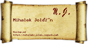 Mihalek Jolán névjegykártya