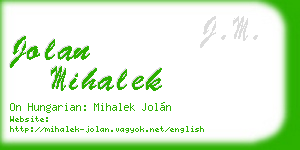 jolan mihalek business card